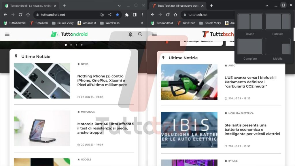 ChromeOS 115 ridimensionamento finestre