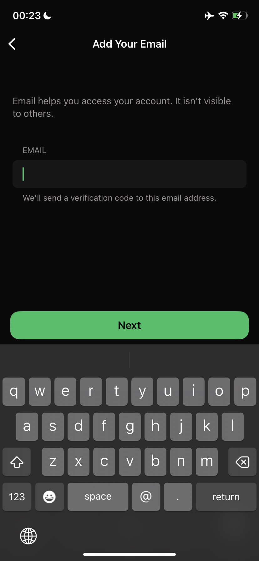 WhatsApp iOS email account