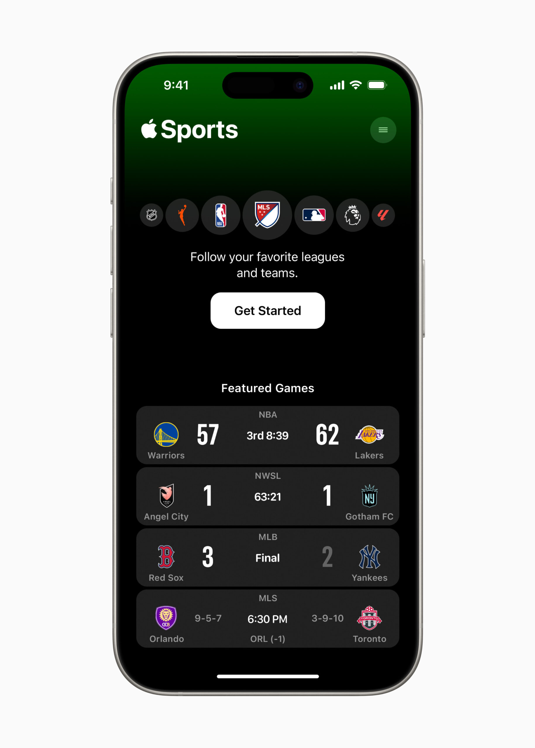 Apple Sports - Schermata di benvenuto