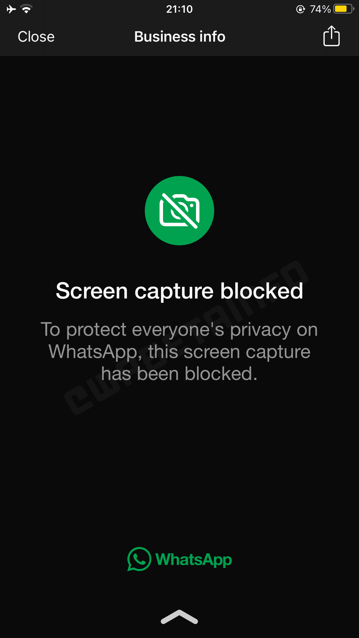 WhatsApp beta ios blocco screenshot profilo