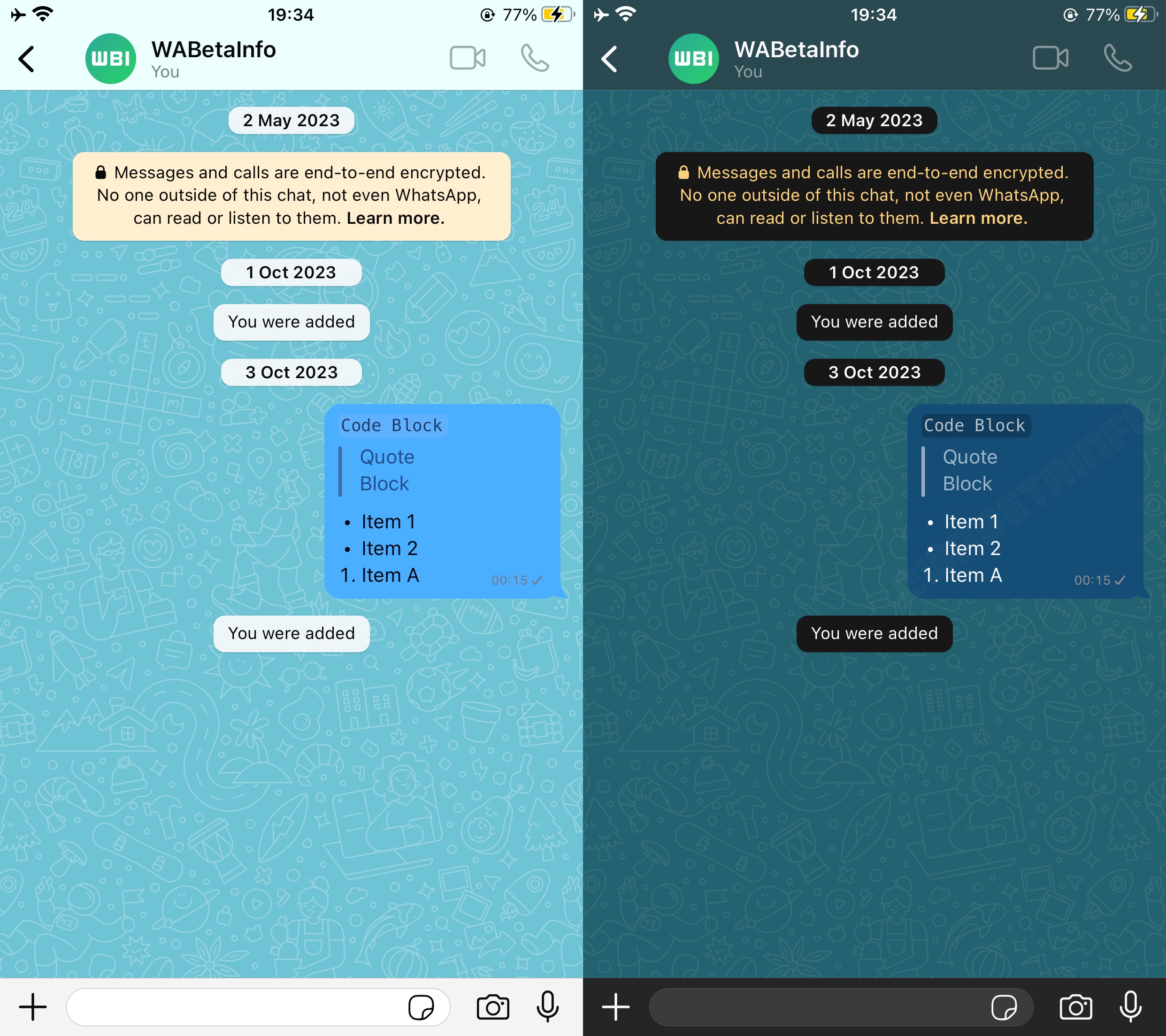 WhatsApp beta ios colori bolle personalizzabili
