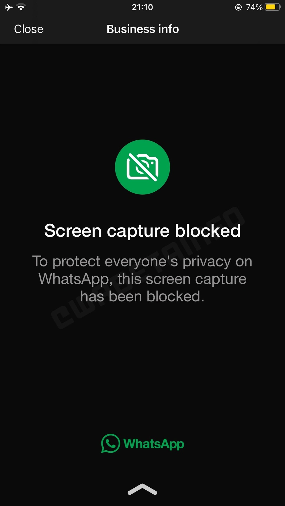 WhatsApp beta ios blocco screenshot