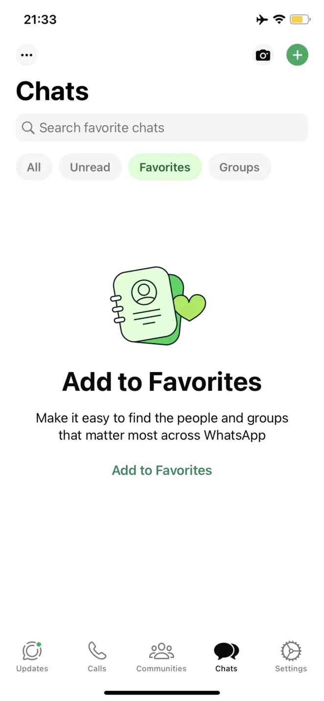 WhatsApp iOS filtro preferiti