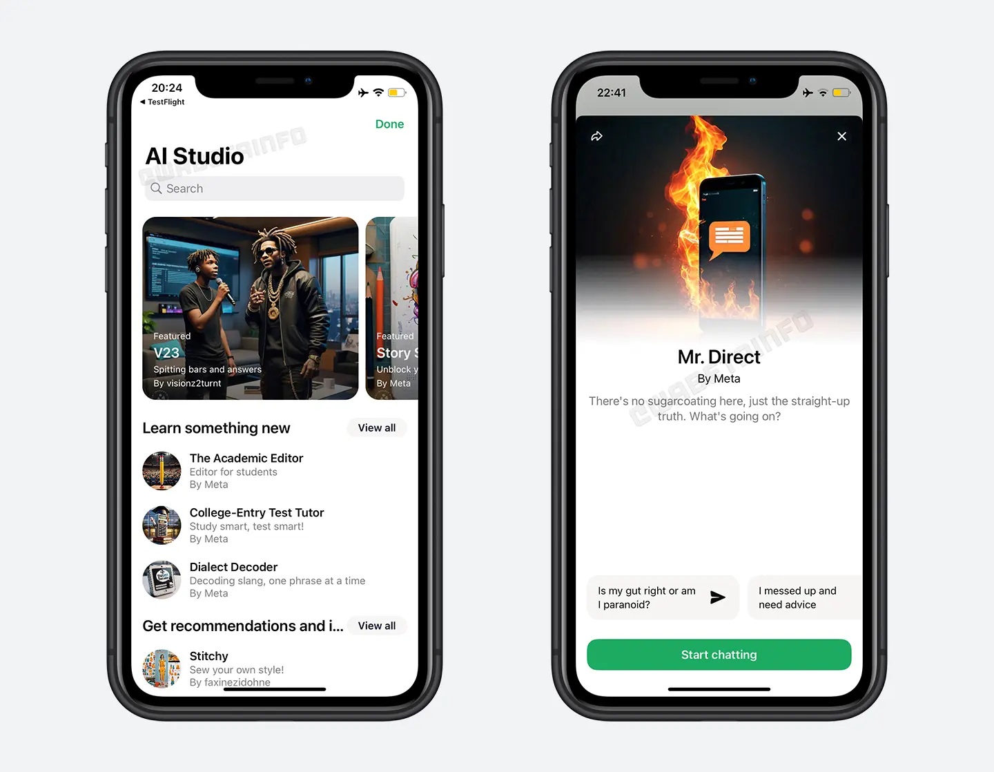 WhatsApp beta iOS AI Studio new