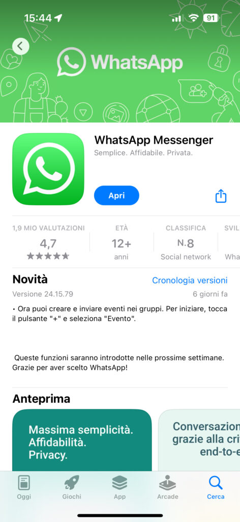 Ora WhatsApp per iOS permette di creare eventi nelle chat di gruppo "normali"  1