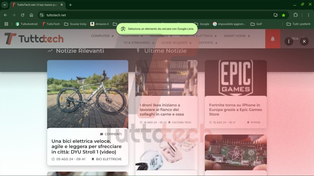 ChromeOS 127 Cerchia e cerca Google Lens