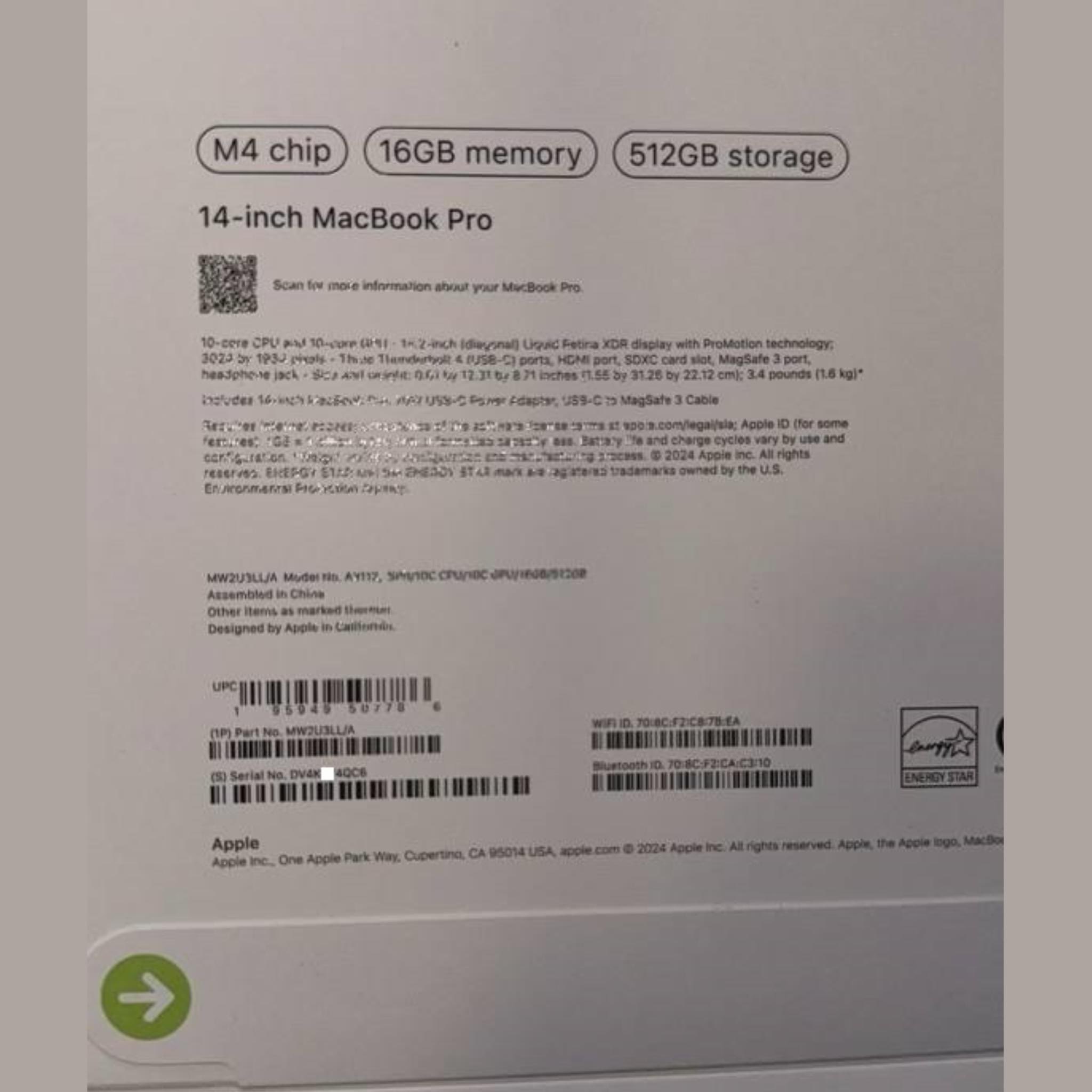 Apple MacBook Pro M4 confezione leak