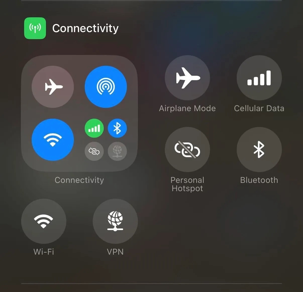 Apple iOS 18.1 DB5 - Centro di controllo - Wi-Fi e VPN