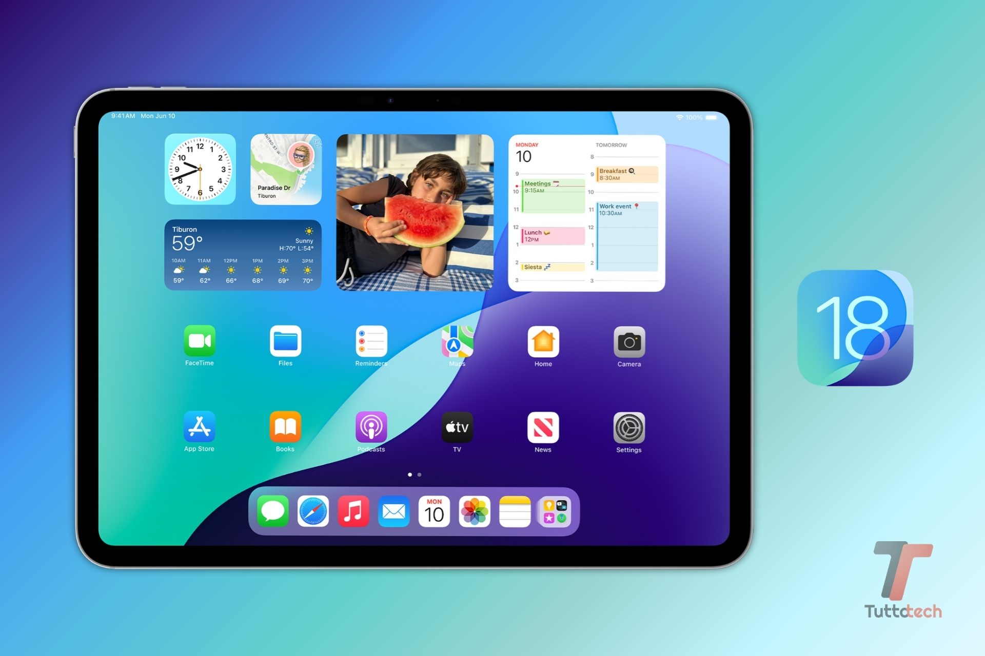 Apple iPadOS 18 screen and logo