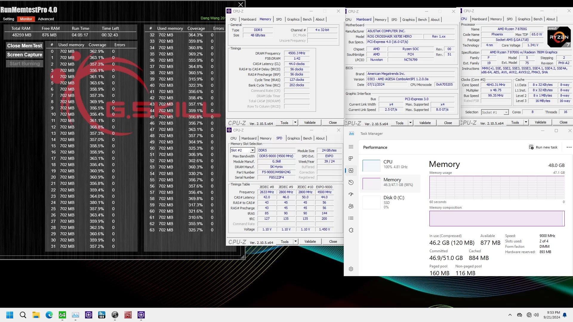 G.Skill Trident Z5 Royal NEO 9.000 MT/s cpu-z