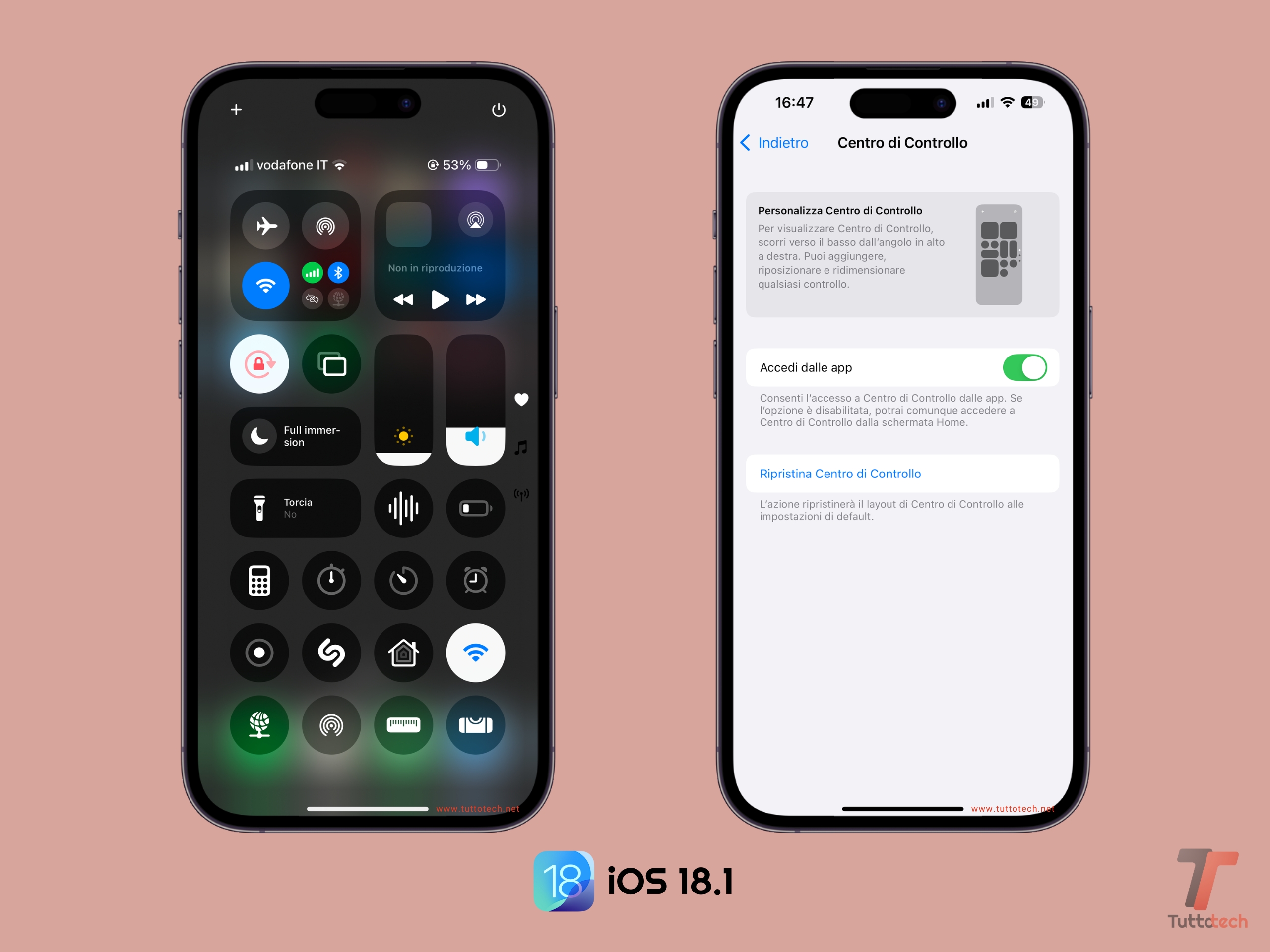 Apple iOS 18.1 - Centro di Controllo - Nuovi controlli e ripristino