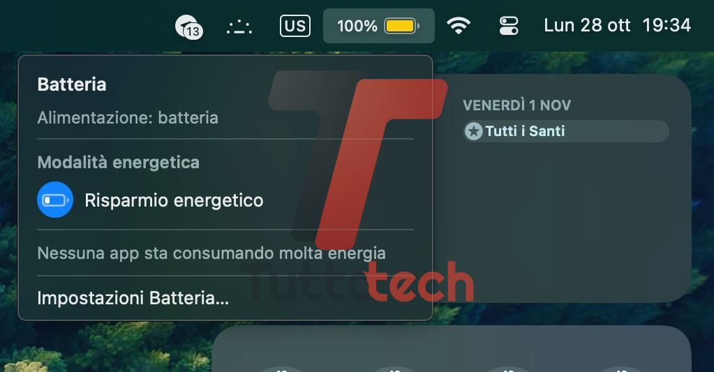 Apple macOS 15.1 Sequoia - scorciatoia Risparmio Energetico