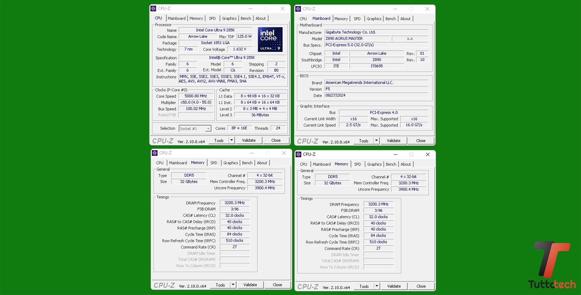 ntel Core Ultra 9 285K cpuz