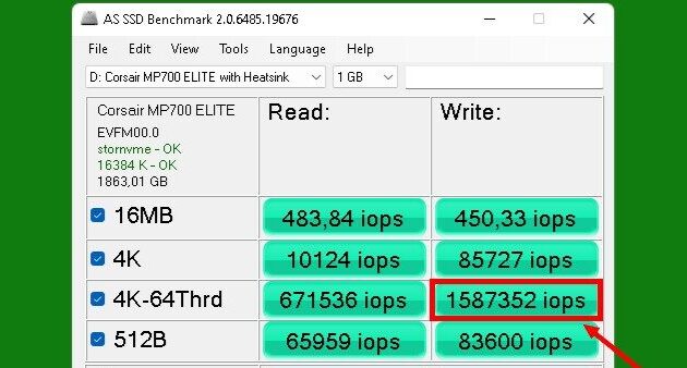 Corsair MP700EElite 2 TB IOPS