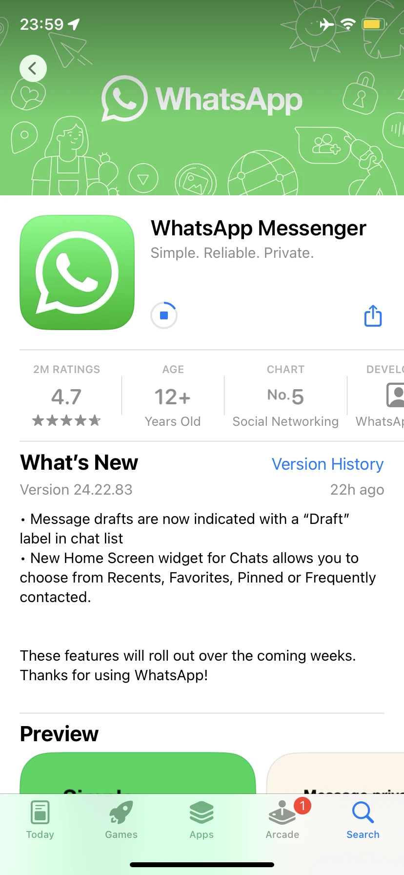 Aggiornamento WhatsApp per iOS bozze dei messaggi per tutti