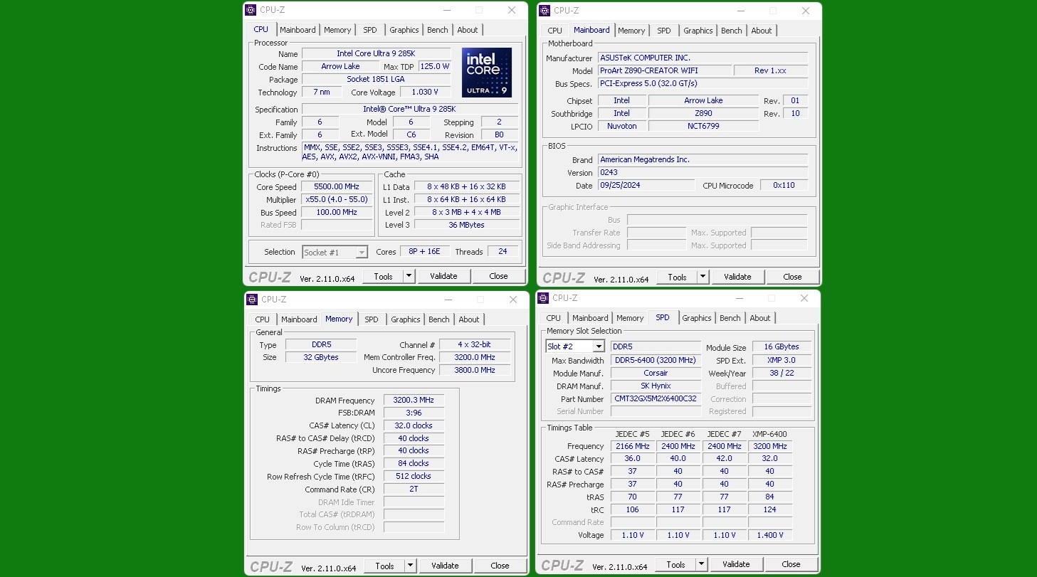 ASUS ProArt Z890-Creator WiFi CPU-Z