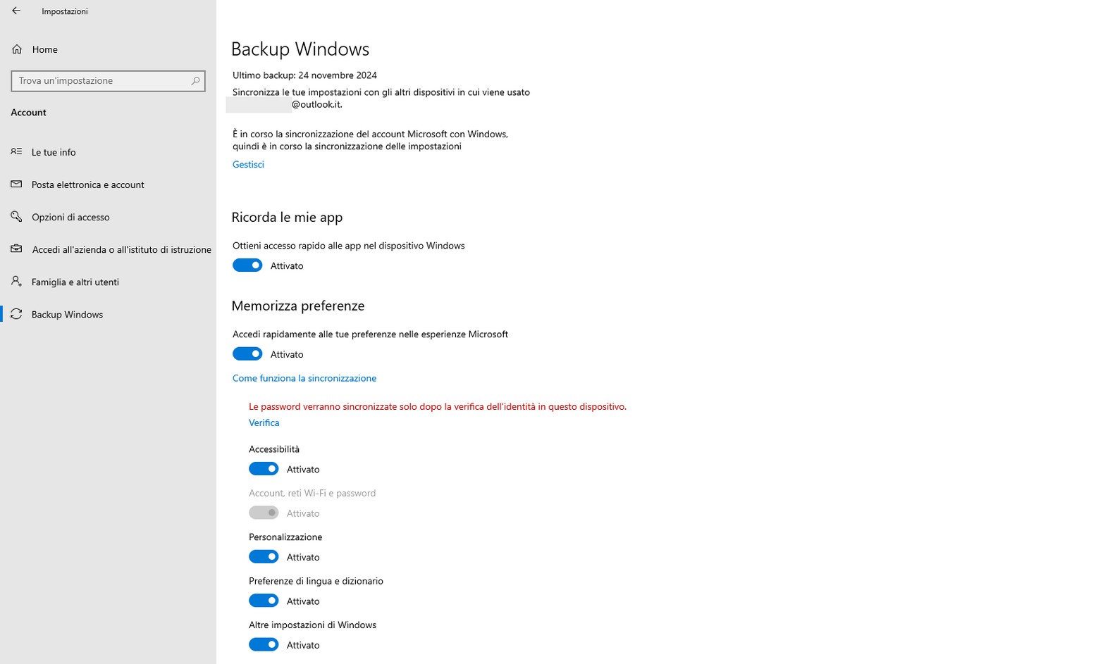 Account Windows 10 backup