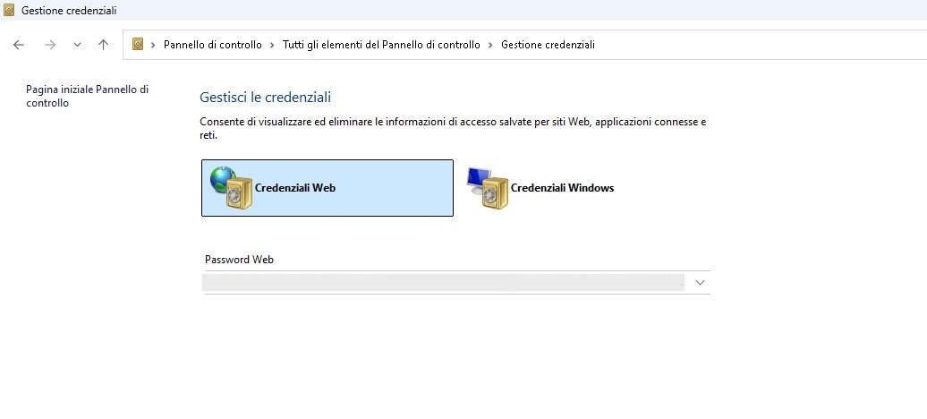 Windows 11 credenziali web