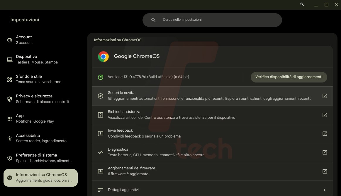 ChromeOS 131 aggiornamento