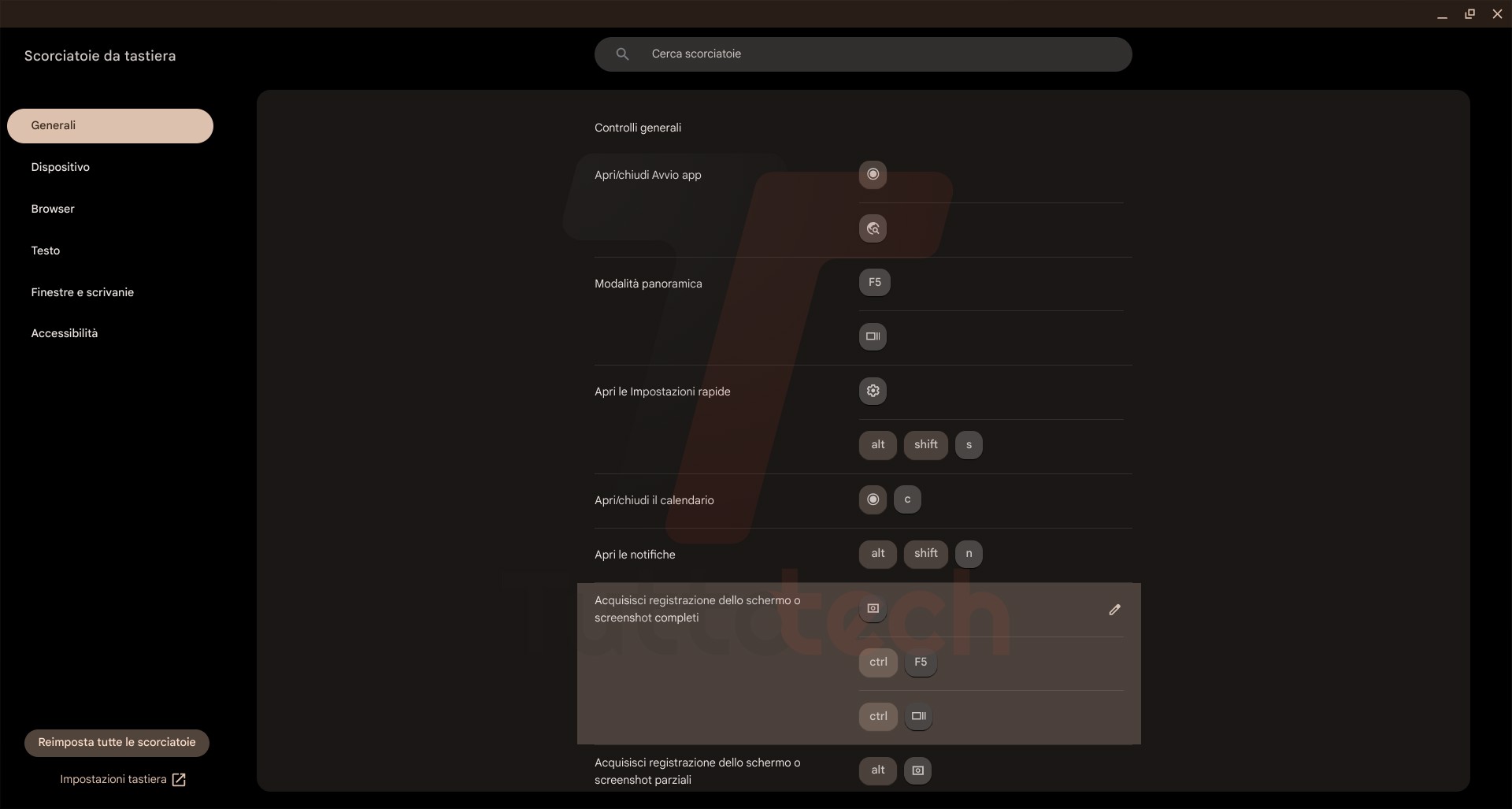 Chromebook scorciatoie da tastiera