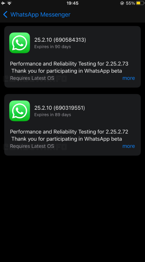 WhatsApp Beta iOS